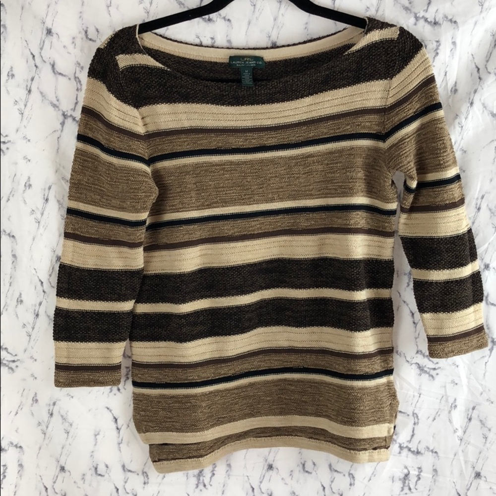Ralph Lauren Brown Stripe Oatmeal Color Sweater